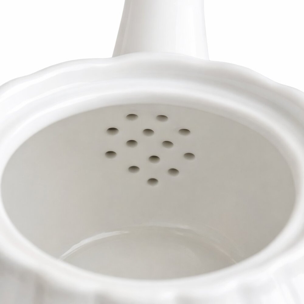 White Fluted Porcelain Teapot w/ Scalloped Rim | New Old Stock - Picture 6 of 8